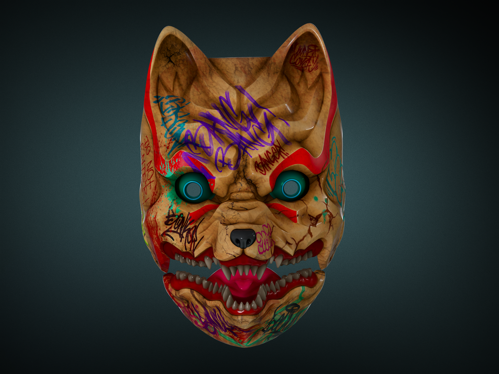 Japanese Kitsunee mask by SecondNature Workshop | Production Ready 3D-Model