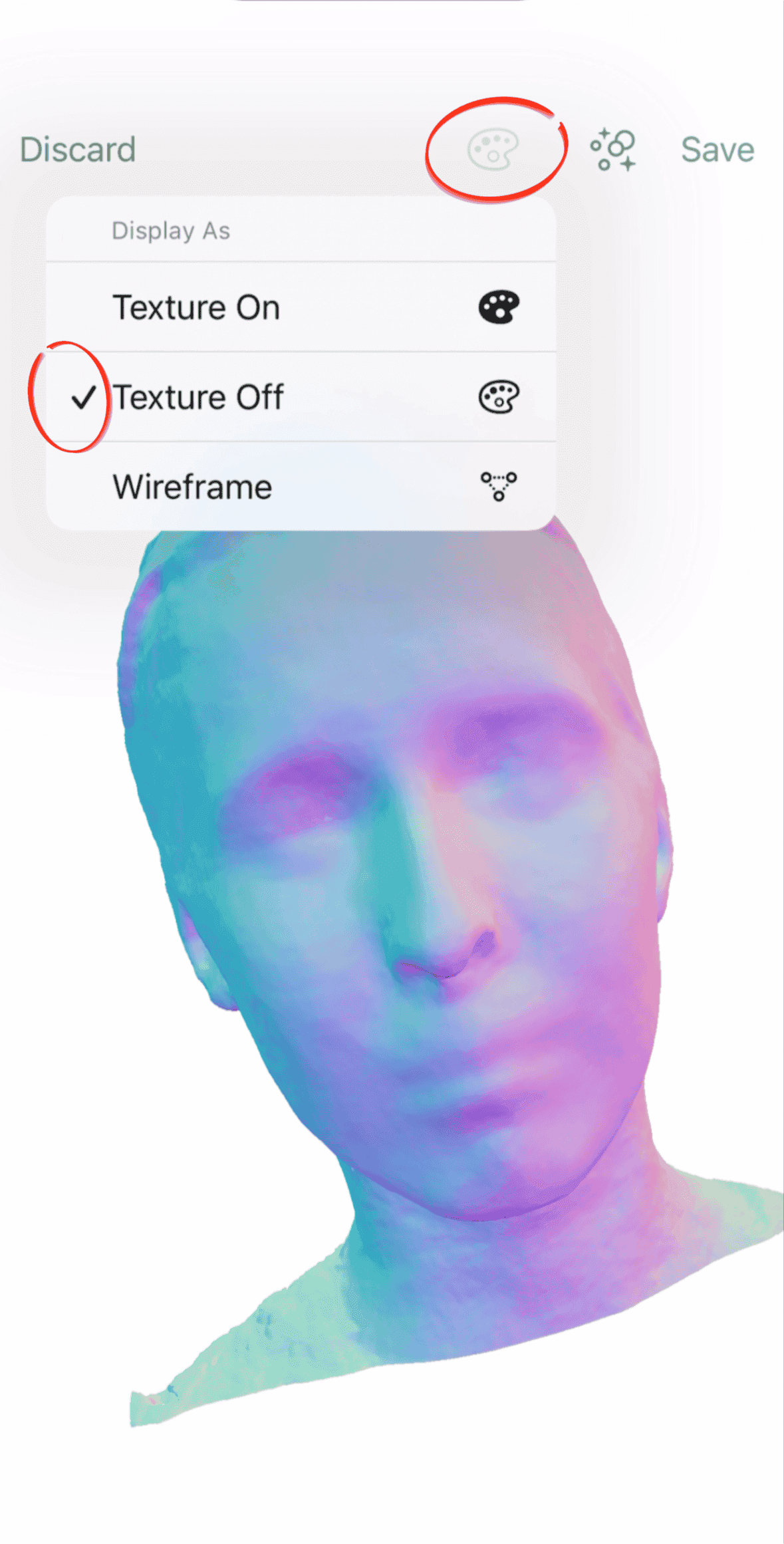 Turn off texture to inspect the surface