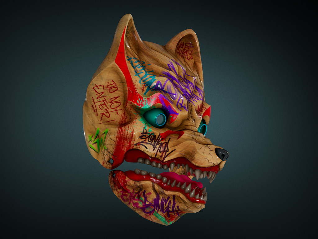 3D-model Kitsune Japanese style mask | Cyber Fox