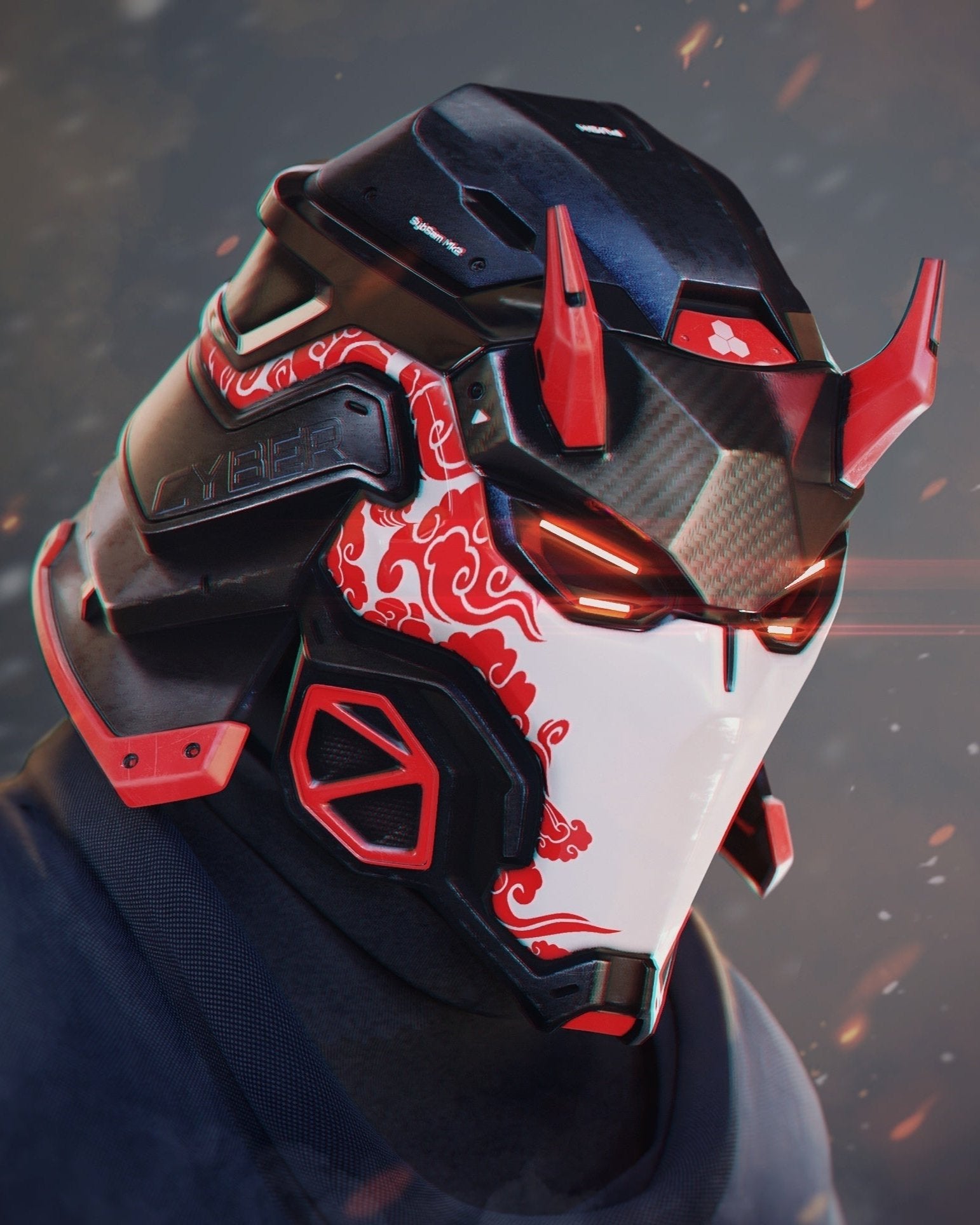 Cyber Samurai RGB LED Mask Yokai mask Yakuza mask Samurai