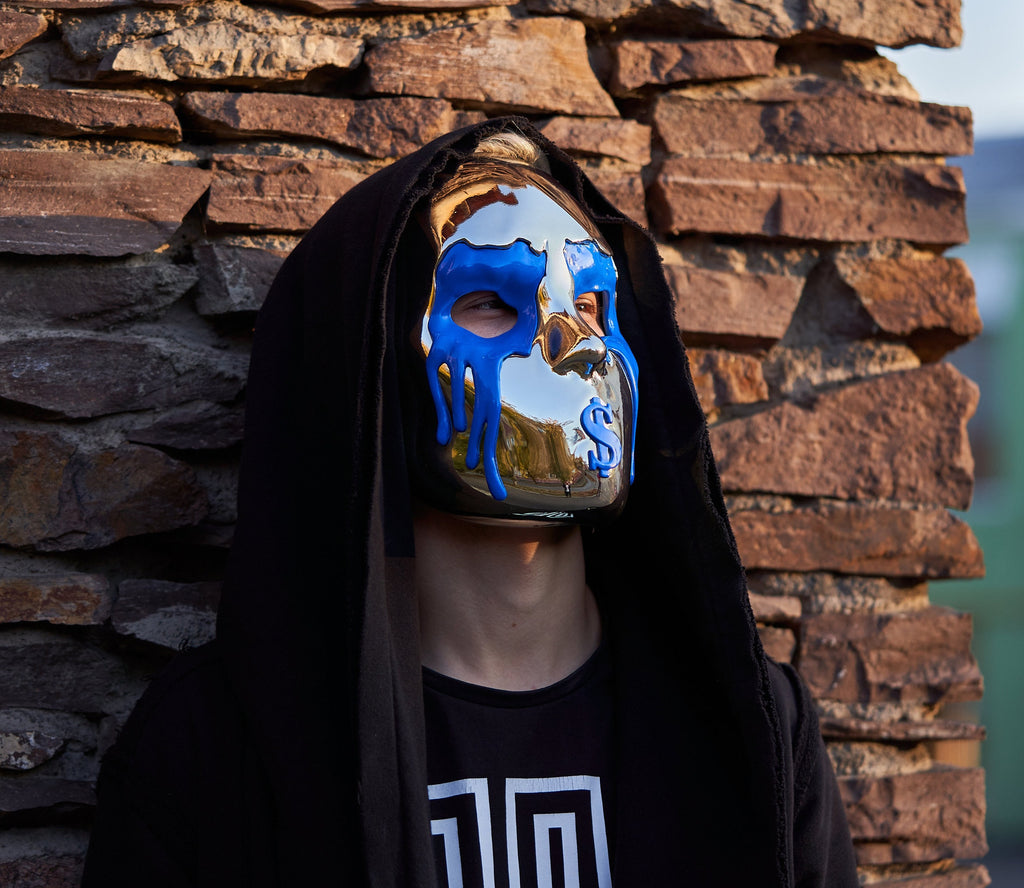 J-Dog V CHROME plastic mask | Hollywood Undead FIVE album | Daredevil Gold Mask