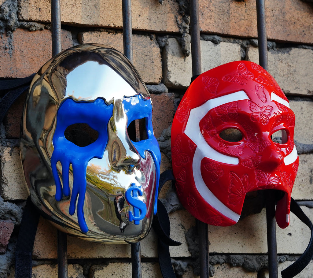 J-Dog V CHROME plastic mask | Hollywood Undead FIVE album | Daredevil Gold Mask